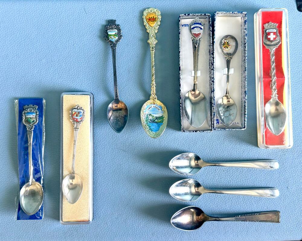 Vintage Souvenir & 2 Solid Silver Demitasse Spoon 10-Piece Estate Lot